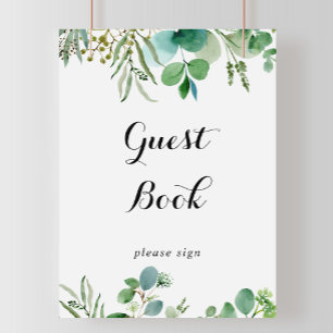 Green Eucalyptus Botanical Foliage Guest Book Sign