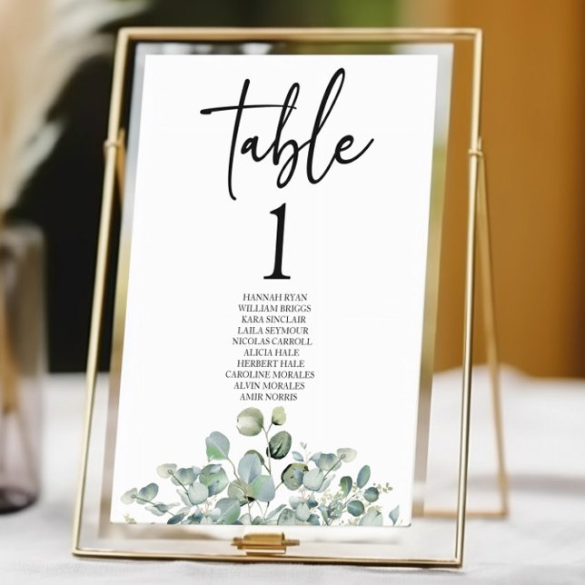 Green Eucalyptus Botanical Garden Leaves Wedding Table Number (Creator Uploaded)