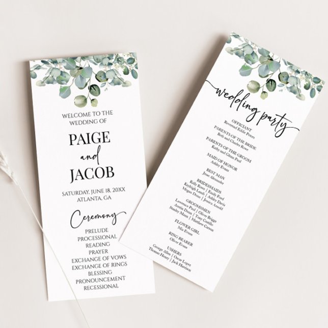 Green Eucalyptus Botanical Greenery Wedding Programme (Creator Uploaded)
