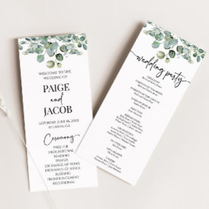 Green Eucalyptus Botanical Greenery Wedding Programme