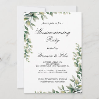 Green Eucalyptus Botanical Housewarming Party Invitation