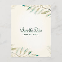 Green Eucalyptus Botanical Leaves Save the Date