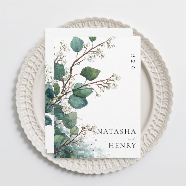 Green Eucalyptus Botanical Watercolor Wedding  Invitation (Creator Uploaded)
