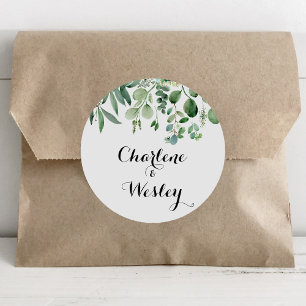Green Eucalyptus Botanical Wedding Envelope Seals