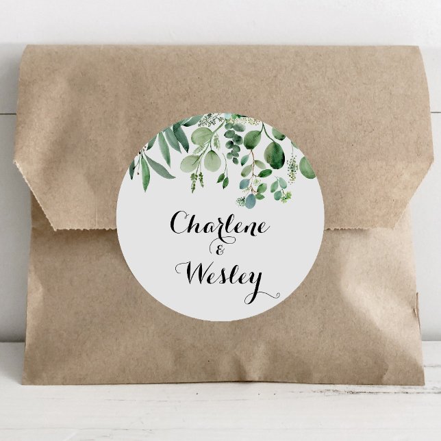 Green Eucalyptus Botanical Wedding Envelope Seals (Creator Uploaded)
