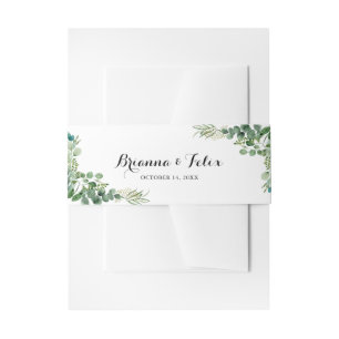 Green Eucalyptus Botanical Wedding Invitation Belly Band