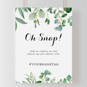 Green Eucalyptus Botanical Wedding Oh Snap Sign