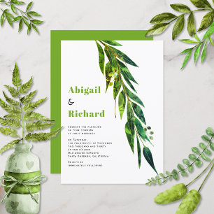 Green eucalyptus branch with leaves wedding invitation