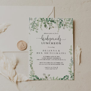 Green Eucalyptus Bridesmaids Luncheon Shower  Invitation
