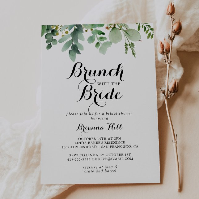 Green Eucalyptus Brunch with the Bride Shower Invitation (Creator Uploaded)