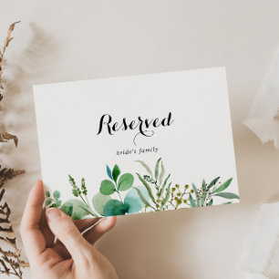 Green Eucalyptus Calligraphy Wedding Reserved Sign