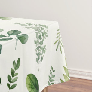 Green Eucalyptus Fern Botanical Watercolor Tablecloth