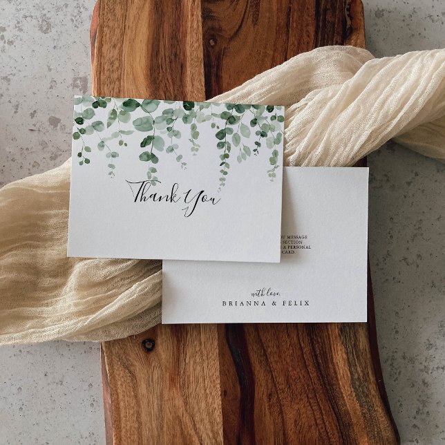 Green Eucalyptus Flat Wedding Thank You Card (Creator Uploaded)