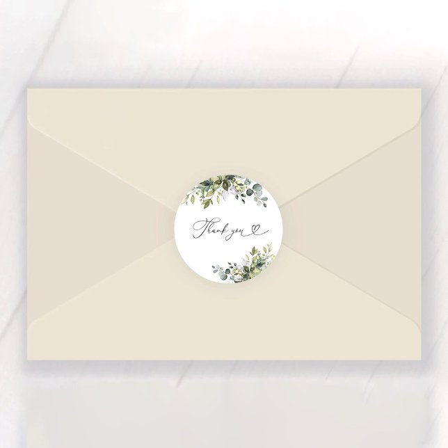 Green Eucalyptus Floral Bridal Shower Classic Round Sticker (Creator Uploaded)