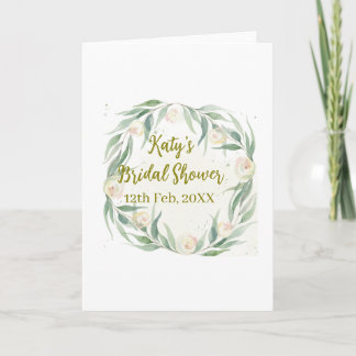 Green eucalyptus floral bridal shower name date go card