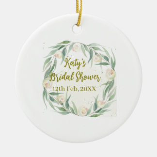 Green eucalyptus floral bridal shower name date go ceramic tree decoration