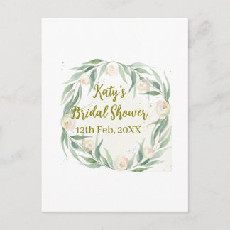 Green eucalyptus floral bridal shower name date go postcard