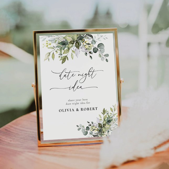 Green Eucalyptus Floral Date Night Idea Sign (Creator Uploaded)