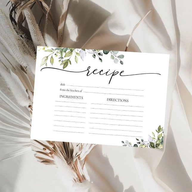 Green Eucalyptus Floral Large Recipe Card (Creator Uploaded)