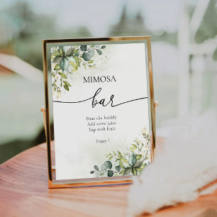 Green Eucalyptus Floral Mimosa Bar Sign