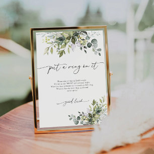 Green Eucalyptus Floral Put A Ring On It Sign