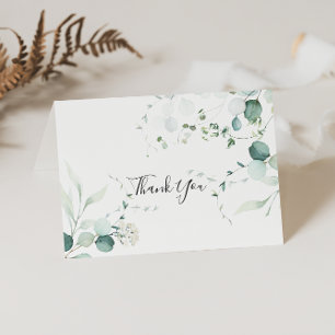 Green Eucalyptus Folded Wedding Thank You Card
