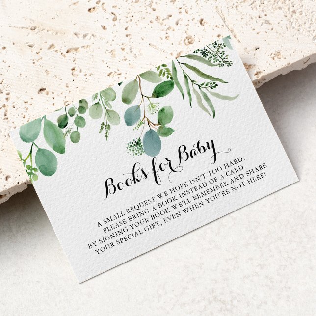 Green Eucalyptus Foliage Baby Shower Book Request Enclosure Card (Creator Uploaded)