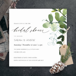 Green Eucalyptus Foliage Bridal Shower Invite