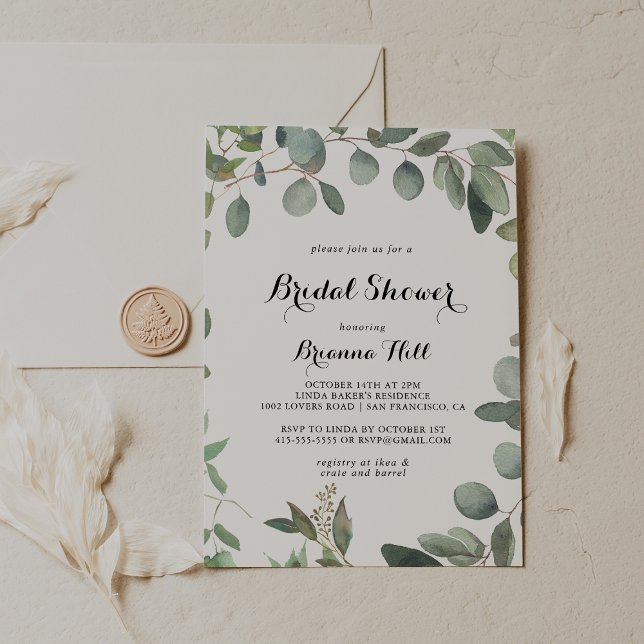 Green Eucalyptus Foliage Delight Bridal Shower Invitation (Creator Uploaded)