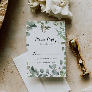 Green Eucalyptus Foliage Delight Calligraphy RSVP Card