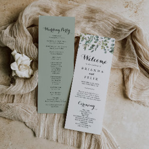 Green Eucalyptus Foliage Delight Wedding Program Programme