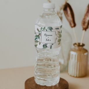 Green Eucalyptus Foliage Delight Wedding Water Bottle Label