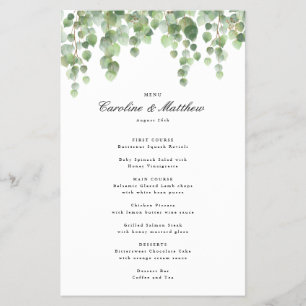 Green Eucalyptus Foliage  Paper Dinner Menu