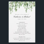 Green Eucalyptus  Foliage, Paper Program<br><div class="desc">This beautiful floral design features watercolor eucalyptus greenery in shades of green.  Add your information using the template form. The Customize Further feature can be used to access the advanced editing menu where you can change the font,  colors and layout of the text.</div>