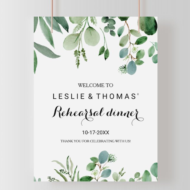 Green Eucalyptus Foliage Rehearsal dinner Welcome Poster (Creator Uploaded)