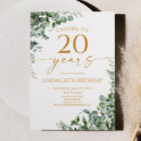 Green Eucalyptus Gold 20th Birthday Party