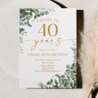 Green Eucalyptus Gold 40th Birthday Party