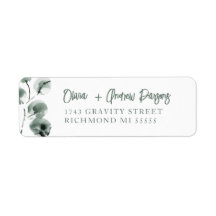 Green Eucalyptus Hand Lettered Script Address