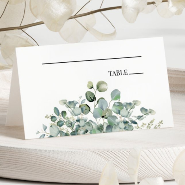 Green Eucalyptus Leaf Botanical Garden Wedding  Place Card (Creator Uploaded)