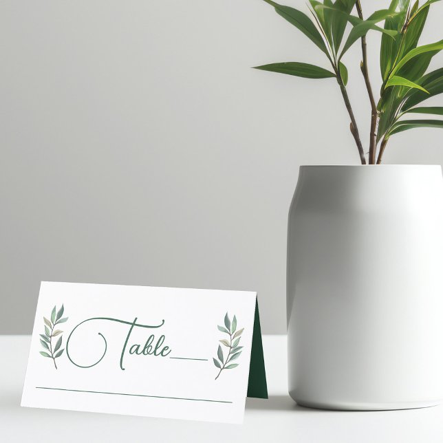 Green Eucalyptus Leaf Botanical Wedding Place Card (Creator Uploaded)