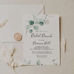 Green Eucalyptus Leaf Bridal Brunch Bridal Shower Invitation