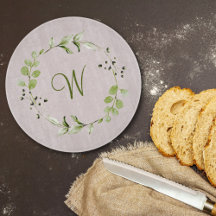 Green Eucalyptus & Leaf Wreath Script Monogram