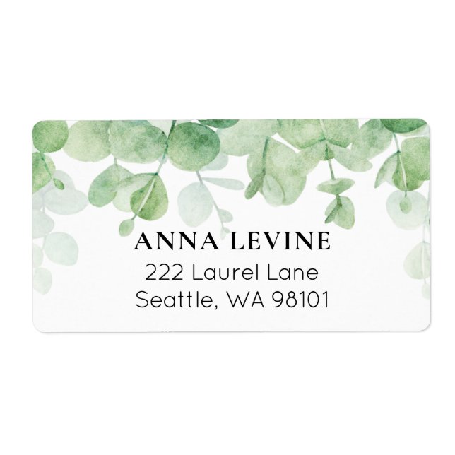 Green Eucalyptus Leaves Border Return Address (Front)