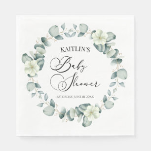 Green Eucalyptus Leaves Botanical Baby Shower Napkin
