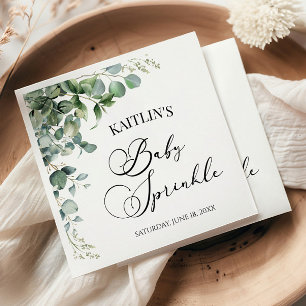 Green Eucalyptus Leaves Botanical Baby Sprinkle Napkin