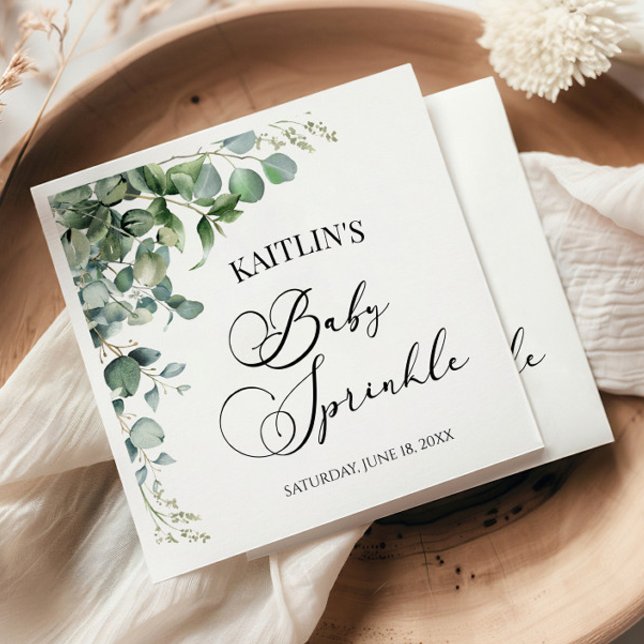 Green Eucalyptus Leaves Botanical Baby Sprinkle Napkin (Creator Uploaded)