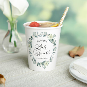 Green Eucalyptus Leaves Botanical Baby Sprinkle Paper Cups