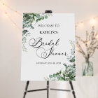 Green Eucalyptus Leaves Bridal Shower Welcome Sign
