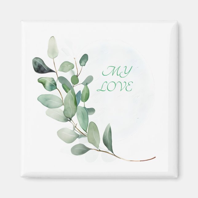 Green Eucalyptus Leaves Magnet (Front)