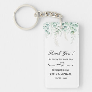 Green Eucalyptus Leaves Rehearsal Dinner Favour  Key Ring